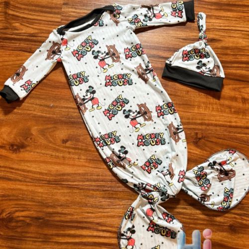 Steamboat Mickey Mouse Knotted Baby Gown Set: Handmade Newborn Outfit - Etsy