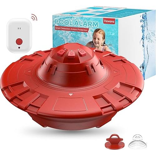 Pool Alarm, Floating Pool Safety Alarms for Inground & Above Ground Pools – Loud 110dB Alert, Adjustable Sensitivity, Protection for Kids & Pets (Hot Red)