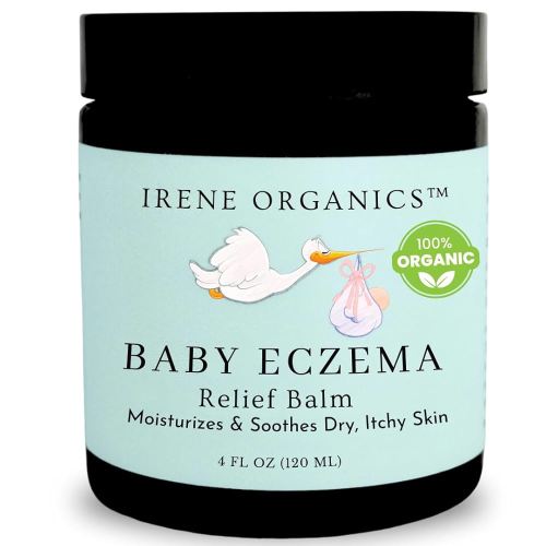 Irene Organics Baby Eczema Relief Balm, Healing Ointment Baby Moisturizing Cream for Eczema, Dry, Itchy Skin. Award Winning Baby Skincare for Sensitive Skin, Safe for Newborns, Kids and Adults