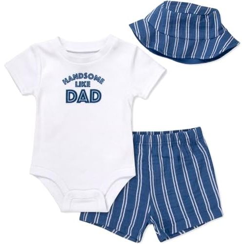 Baby Essentials Baby Boy 3 Piece Outfit Set with Bucket Hat, Spring & Summer Travel Baby Outfit Gift Set,3 months to 9 months