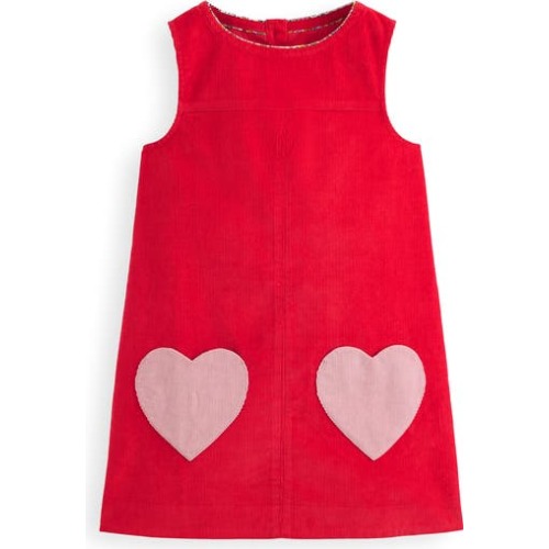 Kids' Heart Pocket Sleeveless Cotton Corduroy Dress, 2-3Y