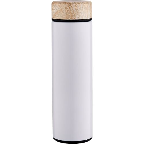 15oz Water Bottle Stainless Steel Thermos Flask - Insulated Vacuum, Leak Proof, Keeps Drinks Hot/Cold - Ideal for Coffee, Tea, Water - White