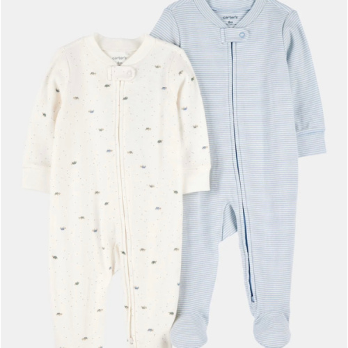 Baby Boy 2-Pack 2-Way Zip Cotton Sleep & Play Pajamas - Blue/White | Carter's