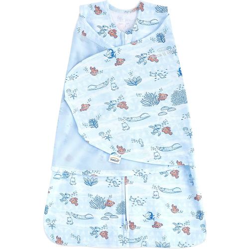 HALO Disney Baby Finding Nemo 100% Cotton Sleepsack Swaddle, 3-Way Adjustable Wearable Blanket, TOG 1.5, Nemo Tie Dye, Small, 3-6 Months