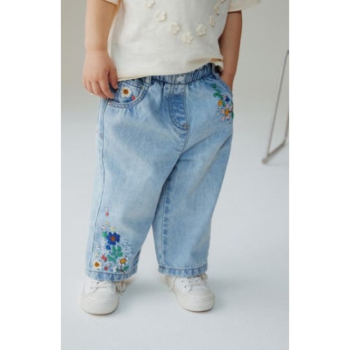 Kids' Floral Embroidered Jeans, 12-18M