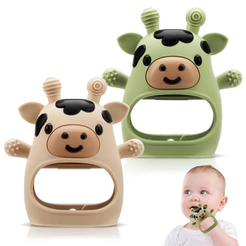 2 Pack Baby Teething Toys 3-6 6-12 Months, Silicone Teether Mittens