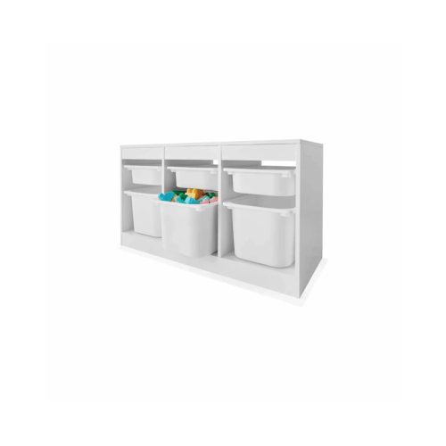 Kids Storage Unit with 6 Tubs - White - White - One Size