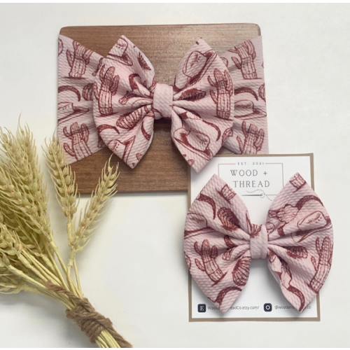 Western Baby Bow | Rodeo Girl Bow | Cowgirl toddler Bow | Rodeo baby Outfit | Cactus bow| Cow print Bow | Western hair bow | Boho Western