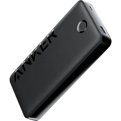 Anker Portable Charger, 20,000mAh Power Bank, Battery Pack with 1 USB-A and 1 USB-C Ports, 15W Max Charging for iPhone 16/15/14/13/12 Series, Samsung Galaxy, and More (Black)