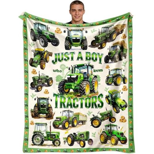 Tractor Blanket Gifts for Men Boys Soft Flannel Tractor Throw Blanket Tractors Stuff Merch Decor 50"x40"