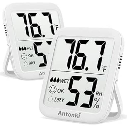 Amazon.com: Antonki Room Thermometer for Home, 2 Pack Digital Temperature and Humidity Monitors, Indoor Hygrometer Sensor, Humidity Gauge, Humidity Meter for Baby Room, Terrarium, Incubator, Greenhouse : Patio, Lawn & Garden