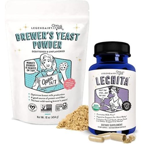 Legendairy Milk Lechita + Brewer's Yeast Powder - Promotes Healthy Milk Flow and Boosts Breast Milk Supply - Organic Fenugreek Free Breastfeeding Supplement