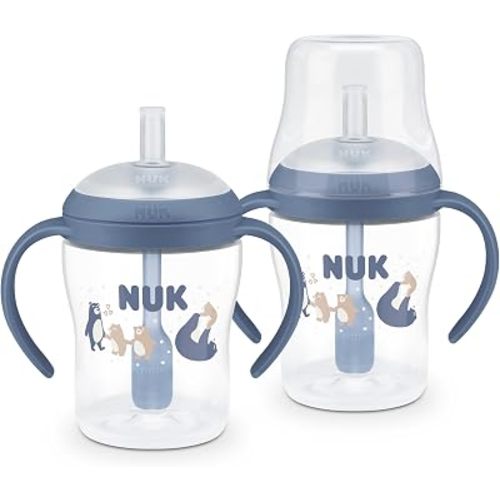NUK Perfect Match Learner Straw Cup, 5 oz, 2 pack – Soft Straw, Easy-Grip Handles, BPA Free, Spill Proof Transition Sippy Cup