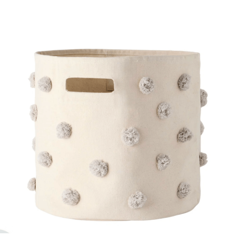 Pom Pom Basket Bin - Grey