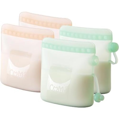 COMI Silicone Breast Milk Storage Bags Reusable, 9oz, BPA Free, 4pcs