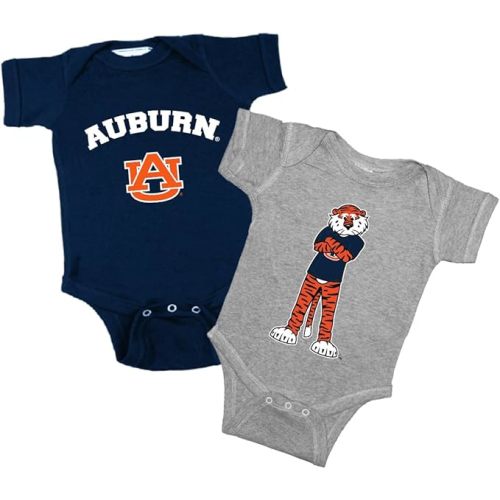 Two Feet Ahead Auburn 2 Pack Baby Bodysuits – Officially Licensed Infant Bodysuit Set (0-3 Months)