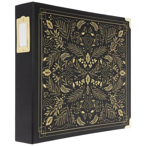 Black & Gold Leaf 3-Ring Scrapbook Album - 12" x 12"