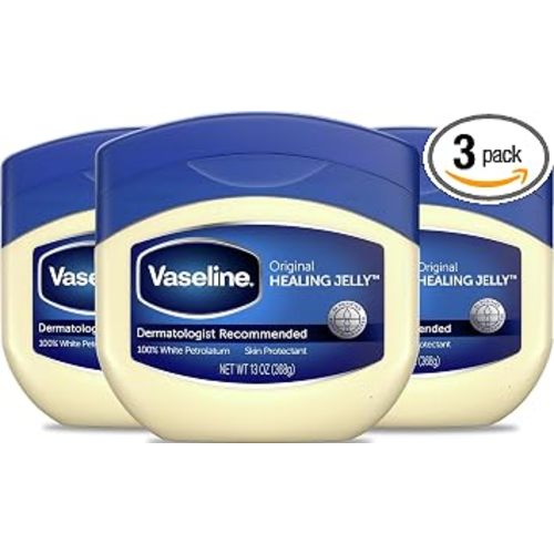Vaseline Original Petroleum Healing Jelly for Dry Cracked Skin 13oz 3ct | Moisturizing skin protectant for minor cuts, burns and eczema; fragrance-free, hypoallergenic and dermatologist recommended