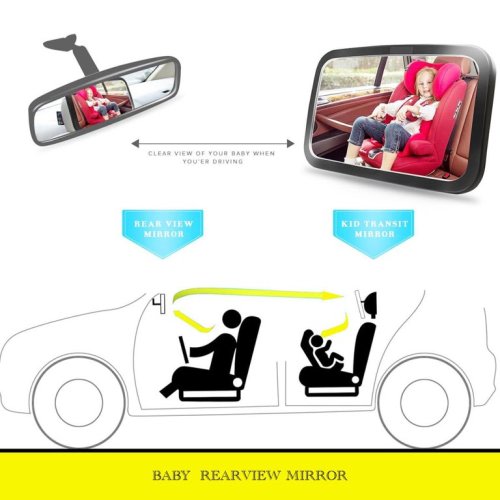 Shatterproof Baby Car Mirror, Fully View Infant in Rear Facing Car Seat - Newborn Safety, Crash Tested & Extra Wide, Crystal Clear, 100% Lifetime Satisfaction Guarantee, Easy to Install