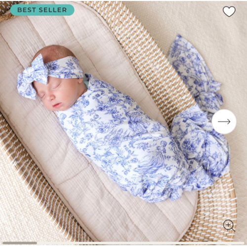 Princess Damask White Swaddle Headband Set | Briar