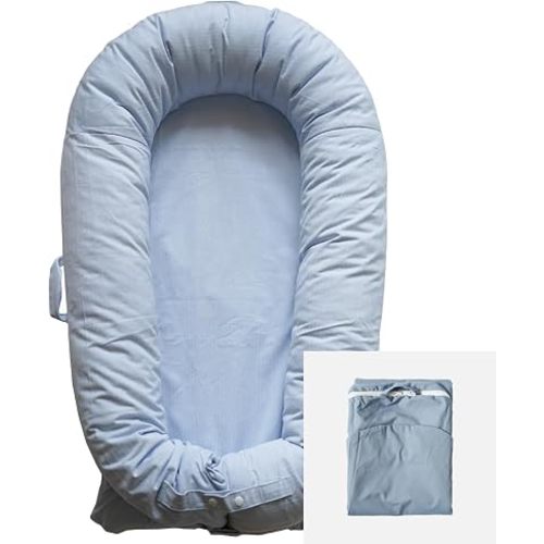 Deluxe Lounger Cover | 100% Cotton Baby Lounger Cover for Dockatot Deluxe+ | Hypoallergenic Replacement Cover | Newbon Lounger Cover| Cover Only (ElsaBlue)