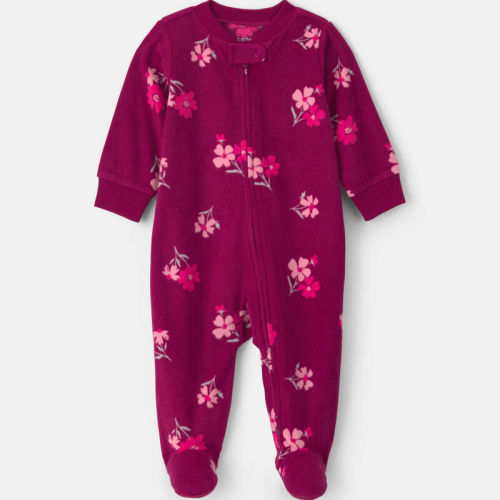 Baby Girl Floral Fleece 2-Way Zip Sleeper - Purple | Carter’s Oshkosh Canada