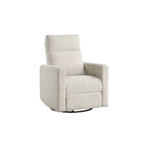 Lola Beige Nursery 30" Chenille Fabric Nursery Manual Swivel Glider Reclining Chair