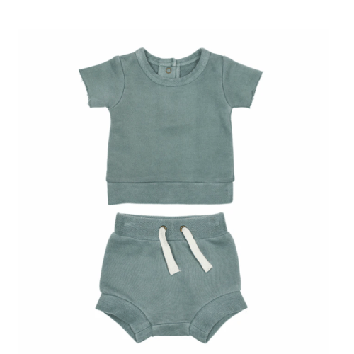 Organic French Terry Tee & Shorties Set in Jade – L'ovedbaby