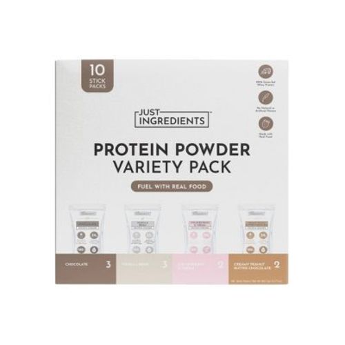 Just Ingredients Protein Powder Stick Variety Pack - 4 Flavors - 1.6oz/10ct