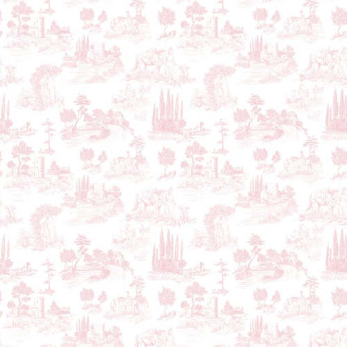 Toile de Jouy Vintage French Romantic Pastoral Baby Pink & White