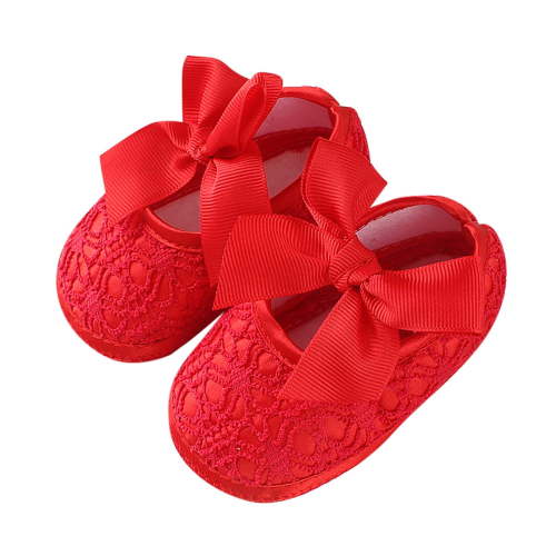 Zwiiyzr Girls Baby First Walking Shoes 0-15 Months Infant Dress Shoes Toddler Kids Non-Slip Toddler Soft Sole Princess Shoes Red