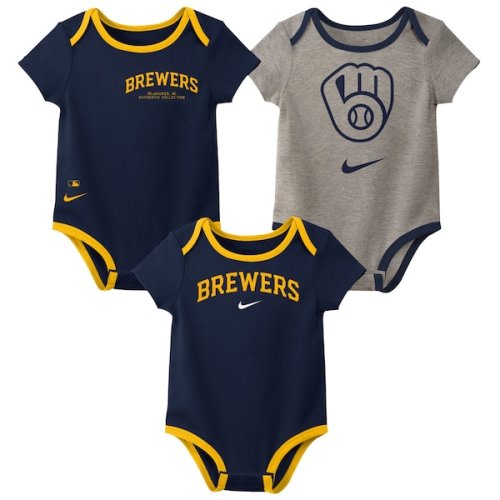 Infant Milwaukee Brewers Nike Authentic Collection Three-Pack Bodysuit Set