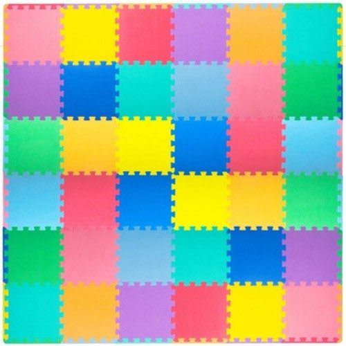 Prosource Kids Solid Floor Play Mat 3/8-in, 36 Sq Ft - 36 Tiles, Assorted