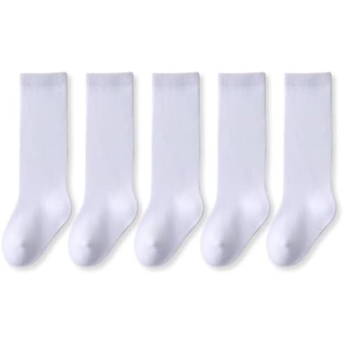 Baby Girl Knee High Socks - Seamless Cotton Baby Socks for Infants & Toddlers 0–24 Months,Dress Style 5-Pack