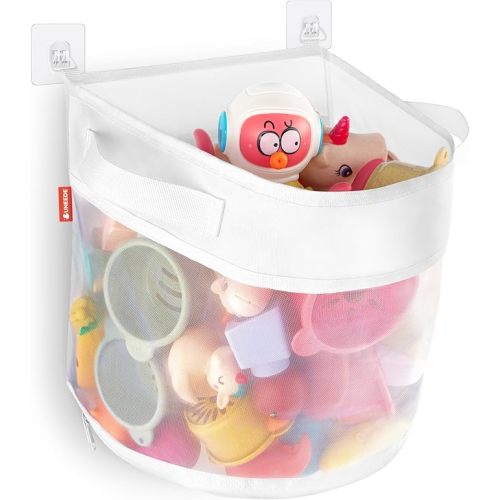 UNEEDE Bath Toy Organizer,4 Gallons Bathtub Toy Storage Organizer,Quick Access Bath Toy Holder For Bathtub,Baby Organizere,Quick Dry Baby Bath Toy Storage For Tub,Mesh Shower Caddy