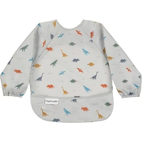 Tiny Twinkle Long Sleeve Bib for Babies & Toddlers – Waterproof Smock Bib for Eating – Machine Washable & Mess-Proof, Baby Feeding Essential & Shower Must-Have(Dinosaur, 6–24M)