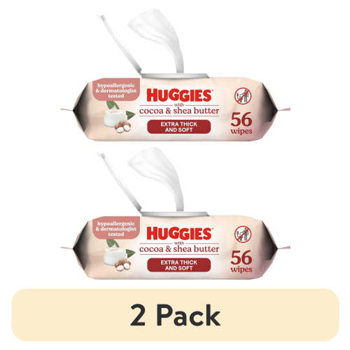 (2 pack) Huggies Sensitive Skincare Baby Wipes with Cocoa & Shea Butter, 1 Flip-Top Pack, 56 Total Count