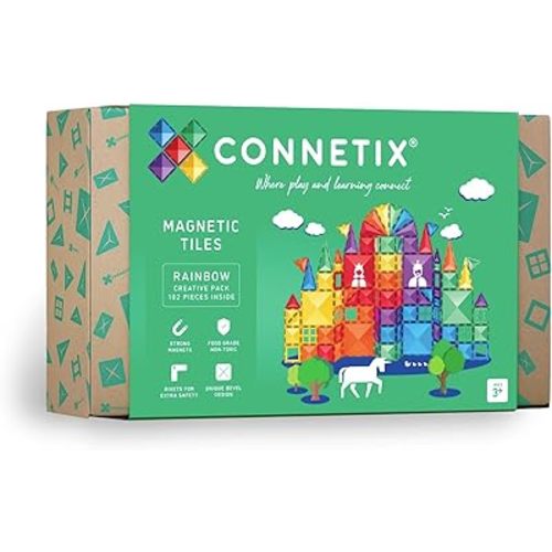 Connetix Magnetic Tiles Rainbow Creative Pack,102 Pieces