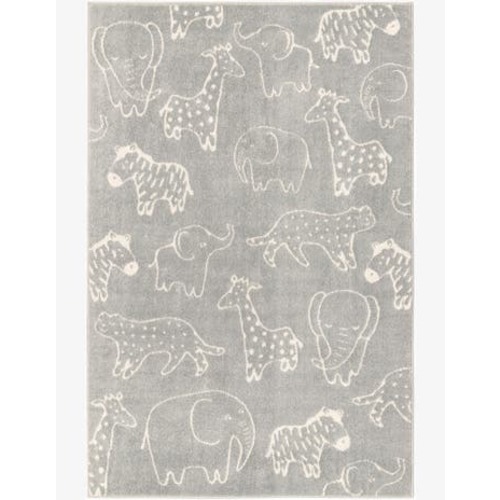 Gray 5' 3 x 8' Animals Whimsy Kids Rug | Rugs.com