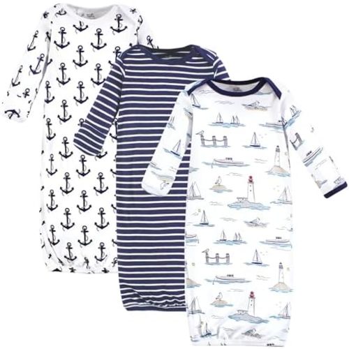 Touched by Nature Unisex Baby Organic Cotton Gowns - LIGHTHOUSE SEAGULL (0-6 mos)