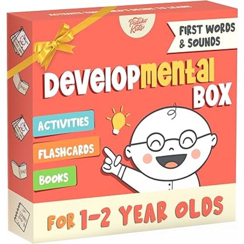 Learning Toys for 1-2 Year Old, Montessori Toys & Preschool Learning Activities with Speech Therapy Materials & Phonic Baby Flash Cards for 12 to 18 Months, First Words and Board Books by Pidoko Kids