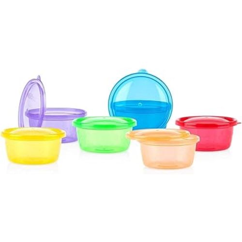 Nuby Wash or Toss Bowls with Lids, 8 Ounce, Colors May Vary (Pack of 6)