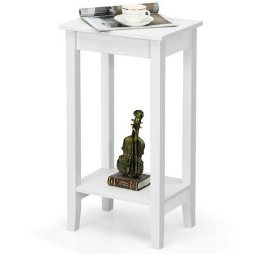 Costway 2-Tier Nightstand End Side Table Coffee Table Bedroom White