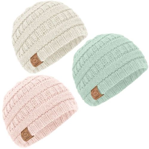 KeaBabies 3pk Warmzy Baby Beanies, 0-36 months Baby Hats, Kids Winter Hat for Baby Boys, Girls, Newborn, Infant, Toddler