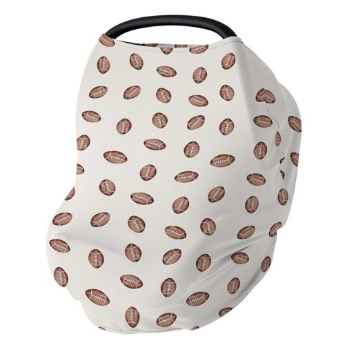 Cream Watercolor Footballs Baby Car Seat Covers American Footballs Party Stretchy 5-in-1 Cover Adjustable Infant Carseat Cover Canopy Sports Lovers Breathable Nursing Cover-Up