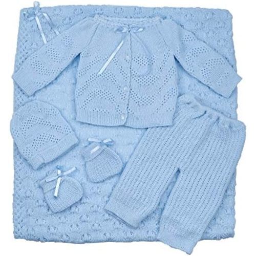 Baby Crochet Blanket Outfit Newborn Beautiful Clothing 5 Pieces Set (BB3)
