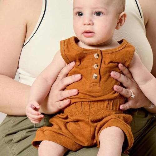 Henley Tank Onesie, Orange - Young Days | Maisonette