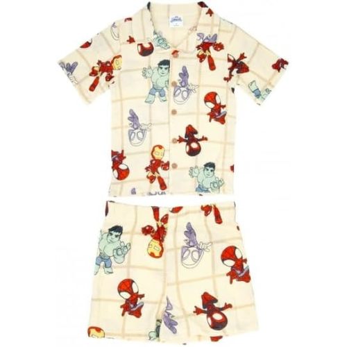 Happy Threads Jurassic Park Boys’ 2-Piece Outfit Set – Short Sleeve Shirt & Matching Shorts – Dinosaur Clothing for Kids