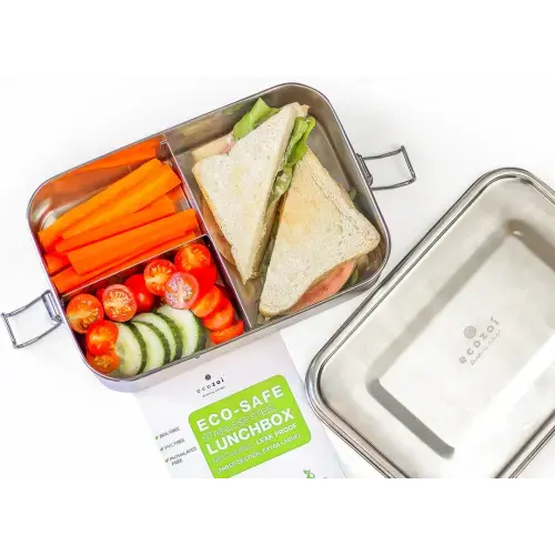 Stainless Steel Eco Lunch Box, Leak Proof, 3 Compartment Large, 50 Oz or 1500 ml freeshipping - ecozoi