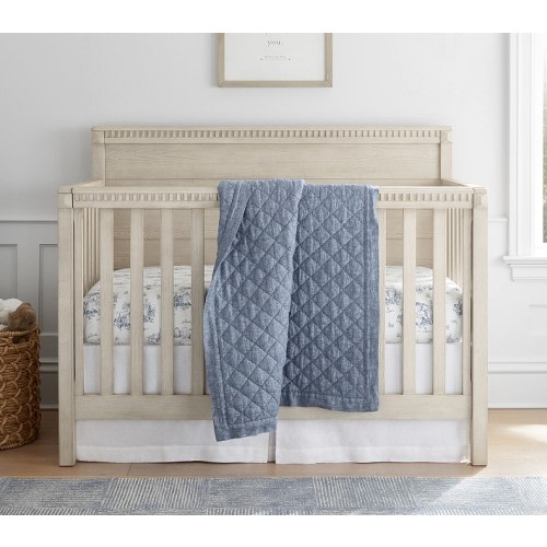 European Linen Baby Quilt - Indigo